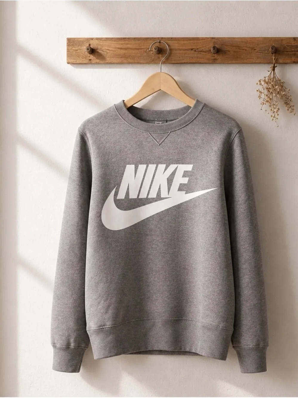 Nike Gray Crewneck Sweatshirt with White Logo
